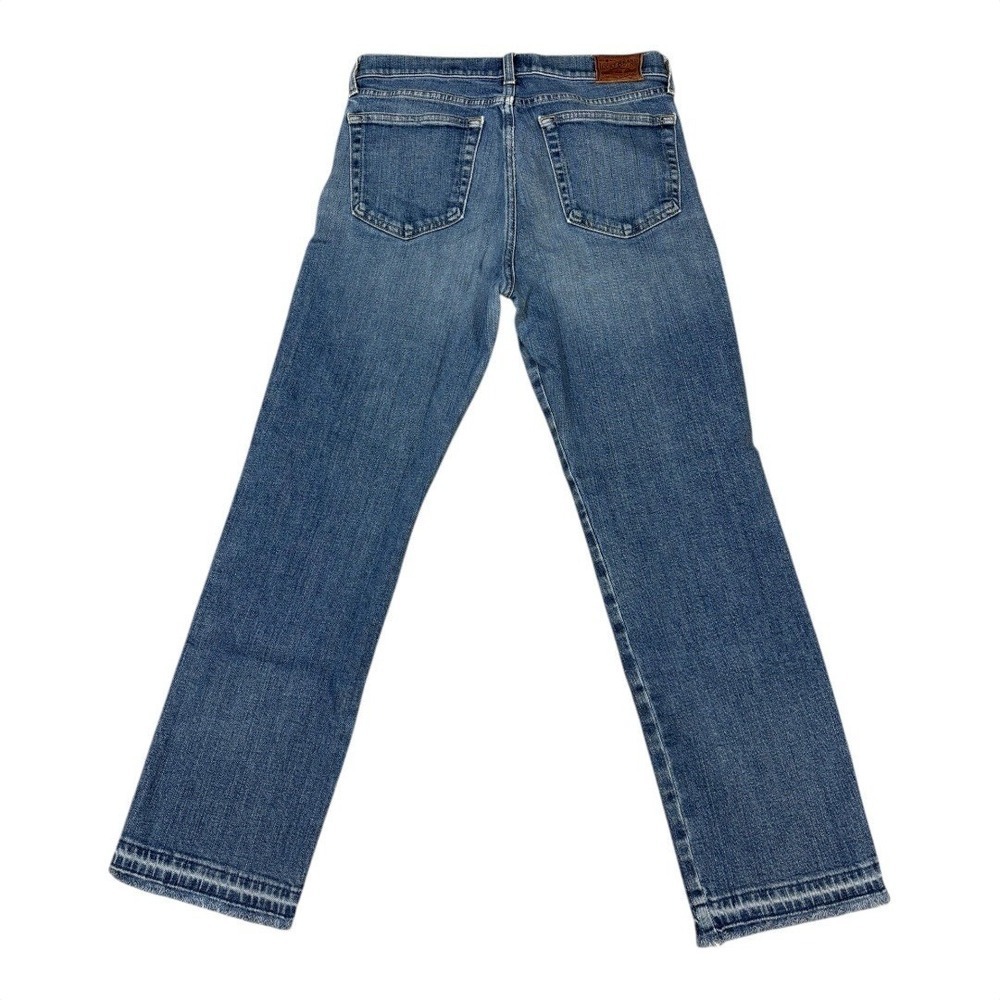 Lucky Brand Jeans Womens Size 27 Candiani Denim Straight Leg Blue Wash Distress - Picture 1 of 11